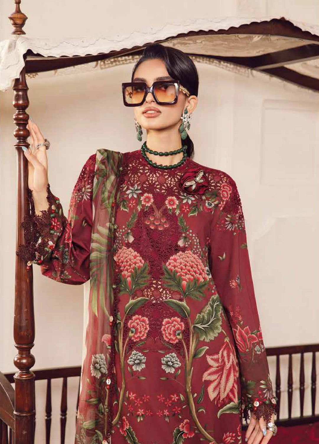 M Prints by Maria B Embroidered  Suits Unstitched 3 Piece MB25FE D-9A - Winter Collection