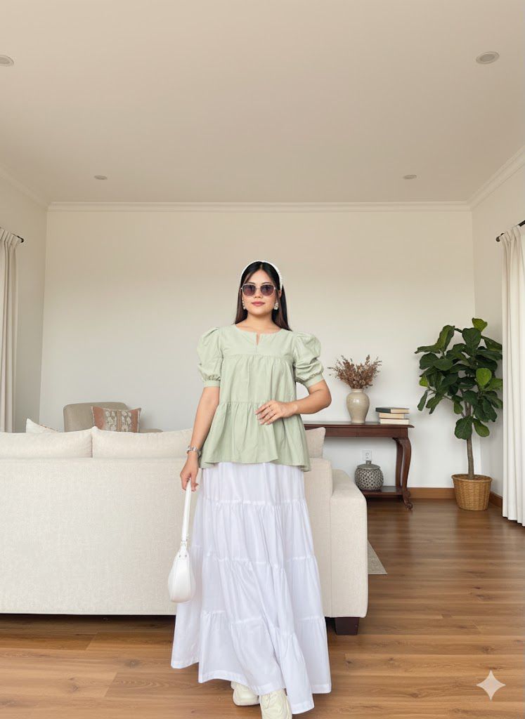 Urban Cut RTW Solids Cotton 1 Piece White Maxi 1 Casual Collection