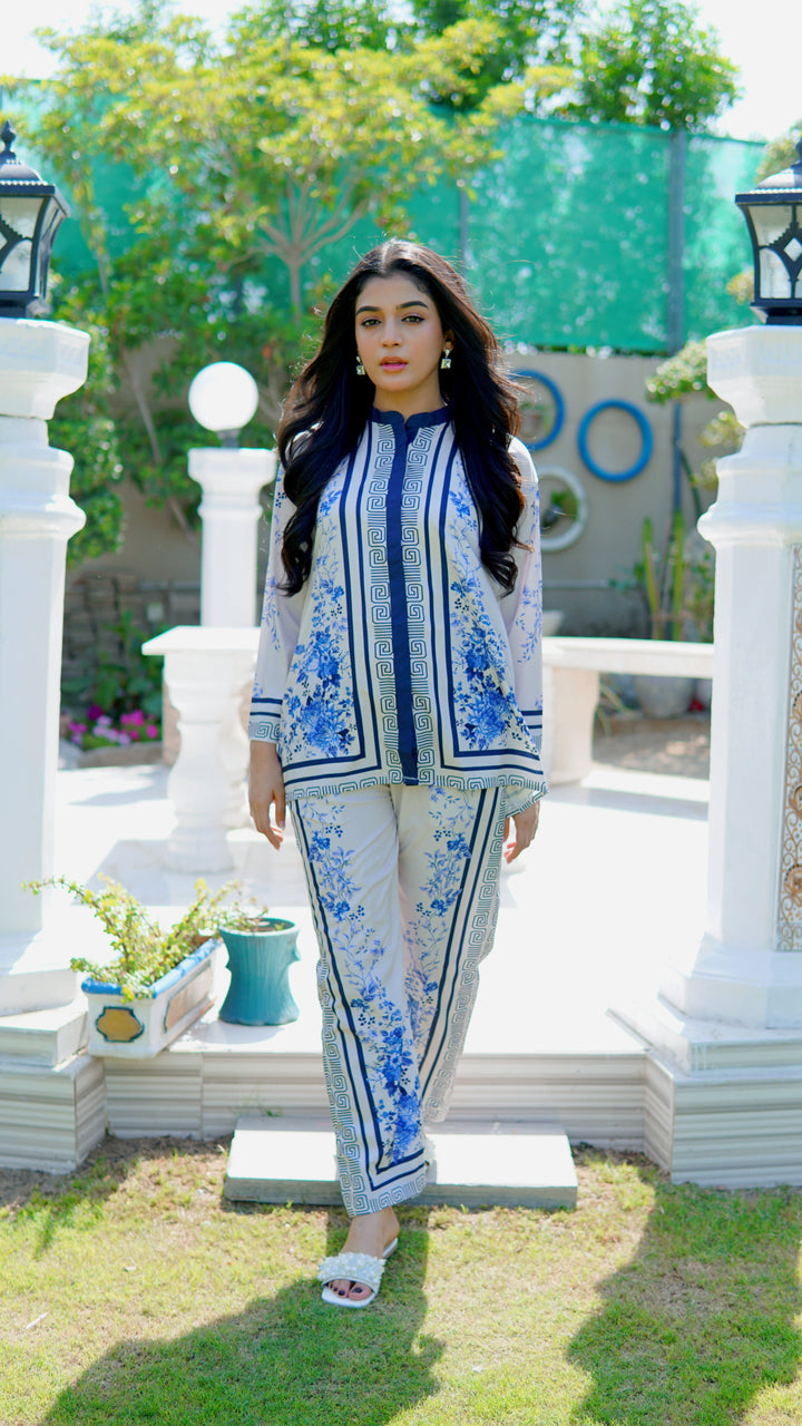 Dhaga Women Pret Printed 2 Piece Soft Crepe Cyan DHLR22 - Summer Collection