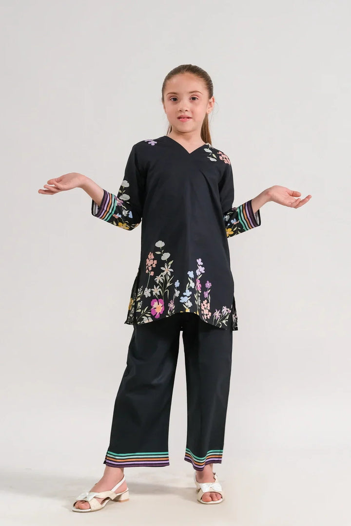 Dhaga Kids Pret Printed Poly lawn 2 Piece Floral Nocturne SPD25K - Summer Collection