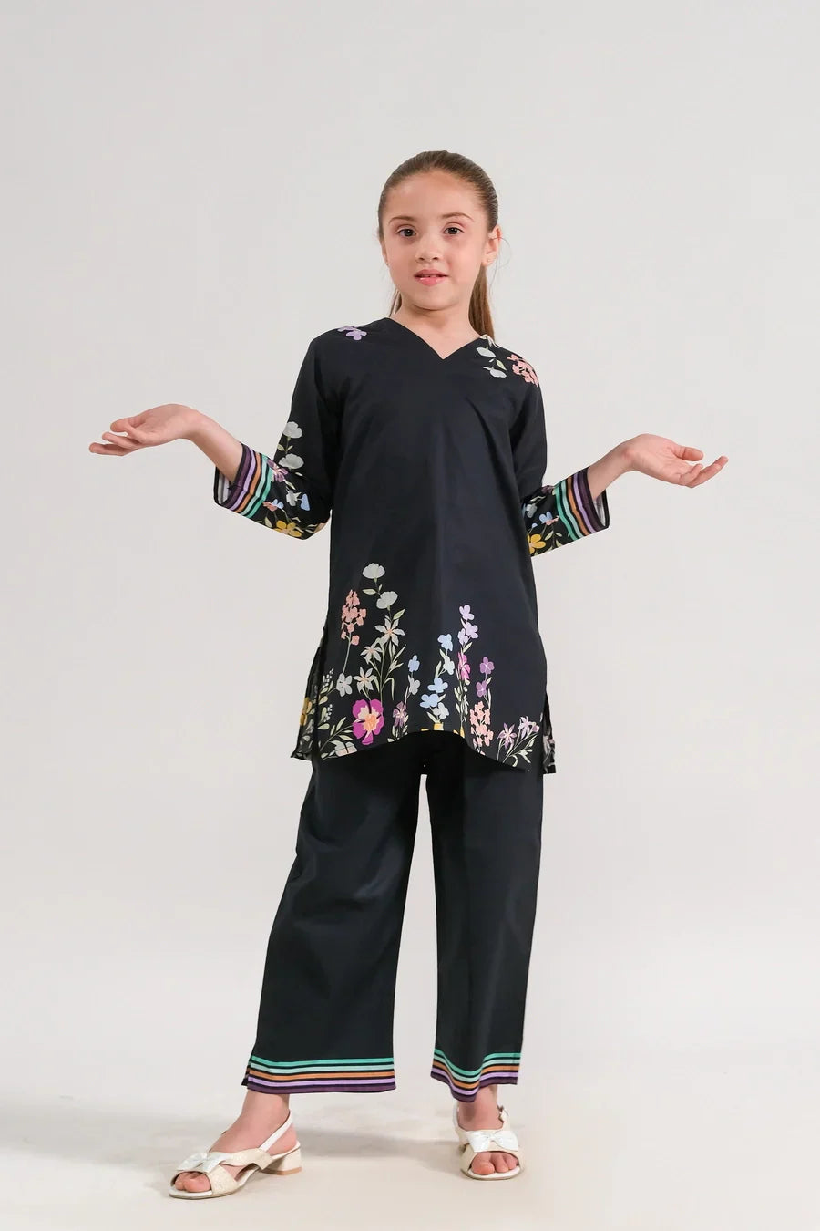 Dhaga Kids Pret Printed Poly lawn 2 Piece Floral Nocturne SPD25K - Summer Collection