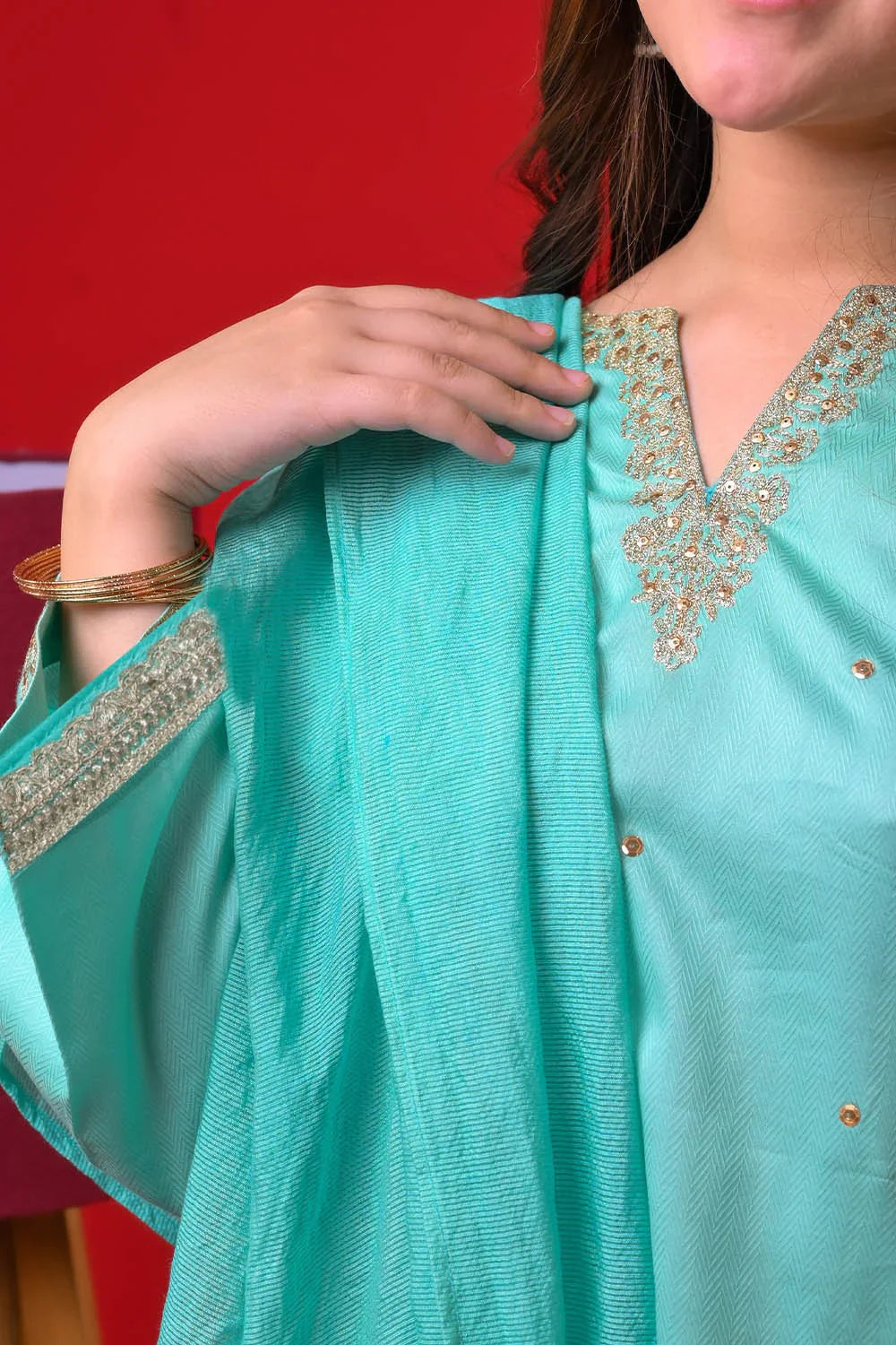 Senorita Girls Solids Dobby Cotton 3 Piece Suit GBD-03373 - Casual Collection
