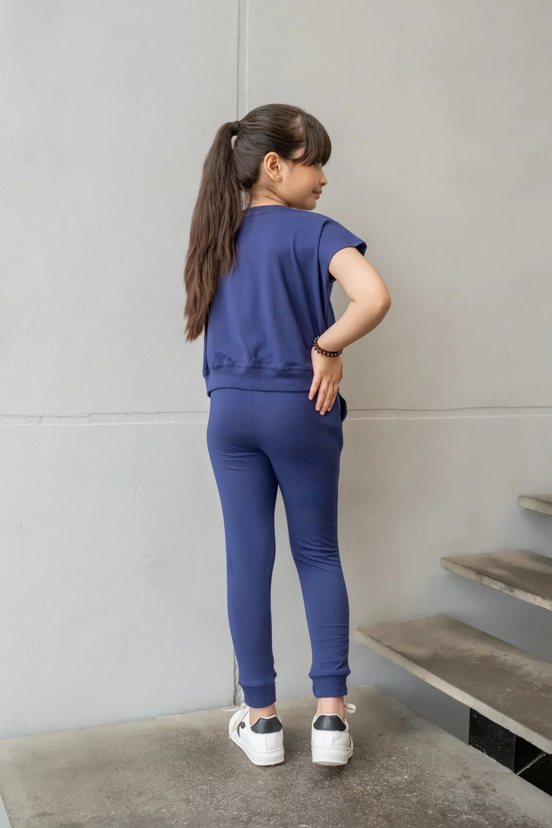 Dhaga Kids Pret Solids Jersy 2 Piece Co Ords Navy Blue DH-KD-CO - Summer Collection