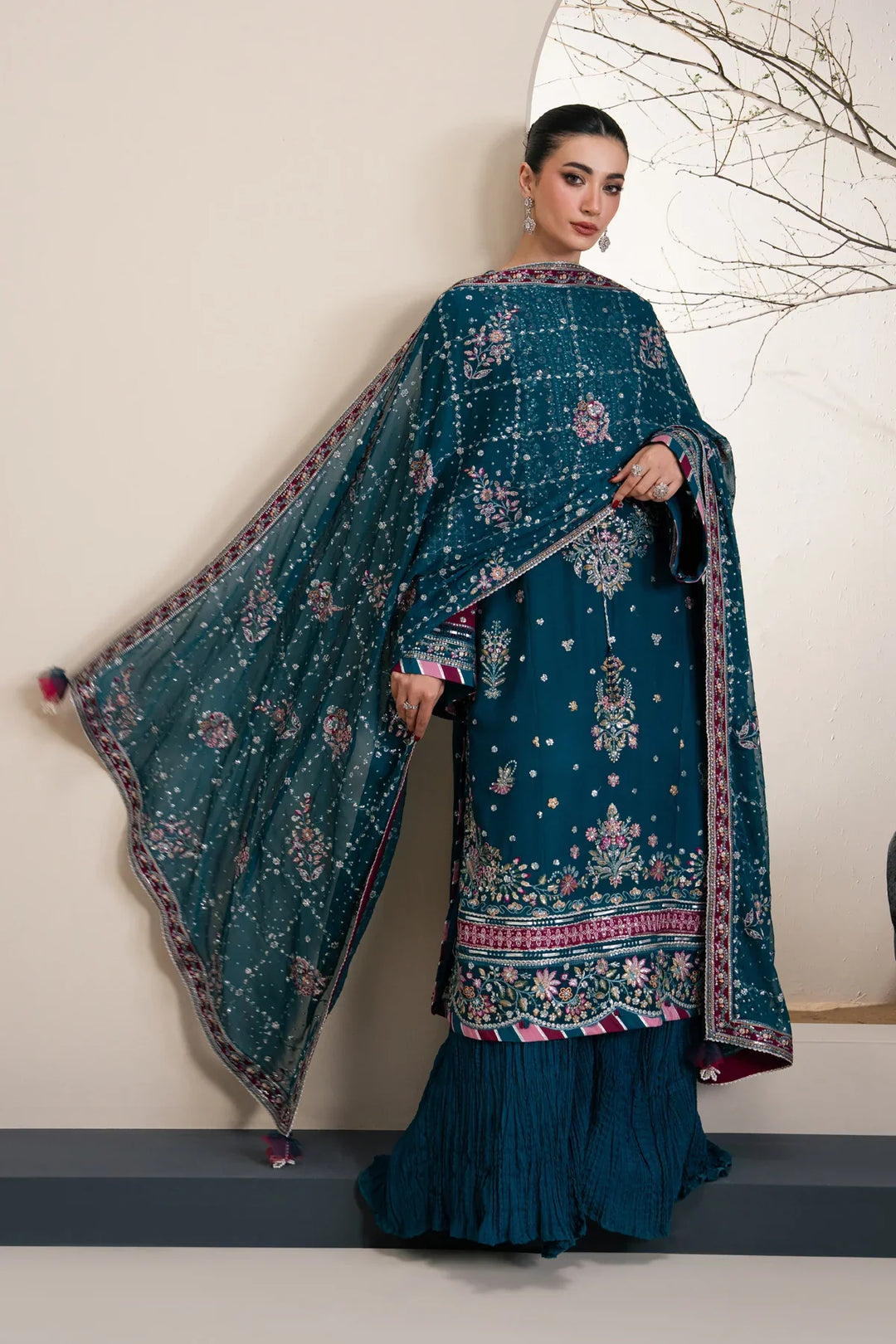 Xenia Formals Unstitched Embroidered Chiffon 3 Piece Suit D-05 Yona - Festive Collection