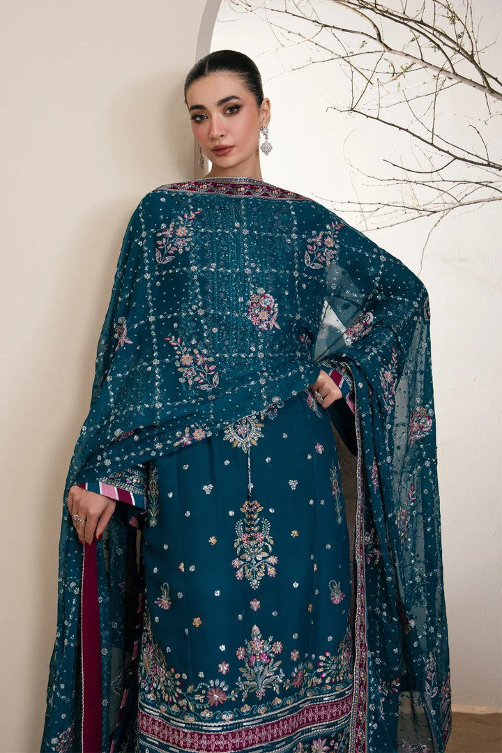 Xenia Formals Unstitched Embroidered Chiffon 3 Piece Suit D-05 Yona - Festive Collection