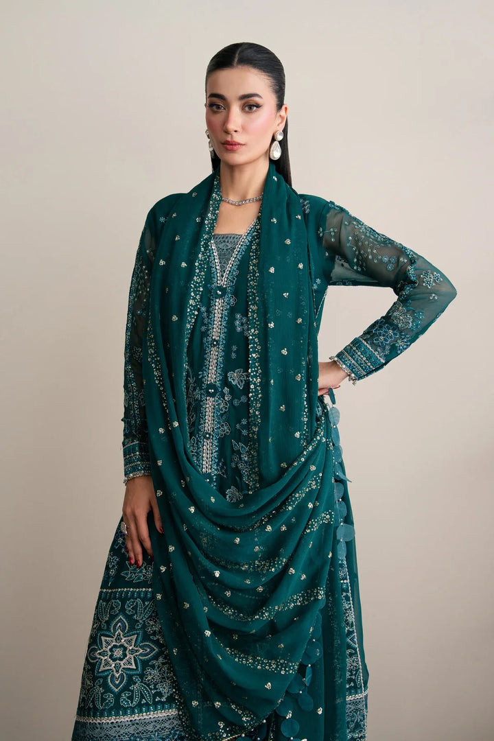 Xenia Formals Unstitched Embroidered Chiffon 3 Piece Suit D-02 Azari - Festive Collection