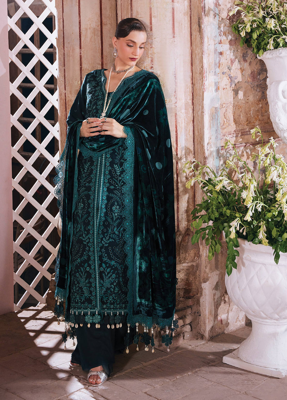 Amelia by Mahnur Unstitched Embroidered Corduroy 3 Piece Suit MN26ULW AM-01 - Winter Collection