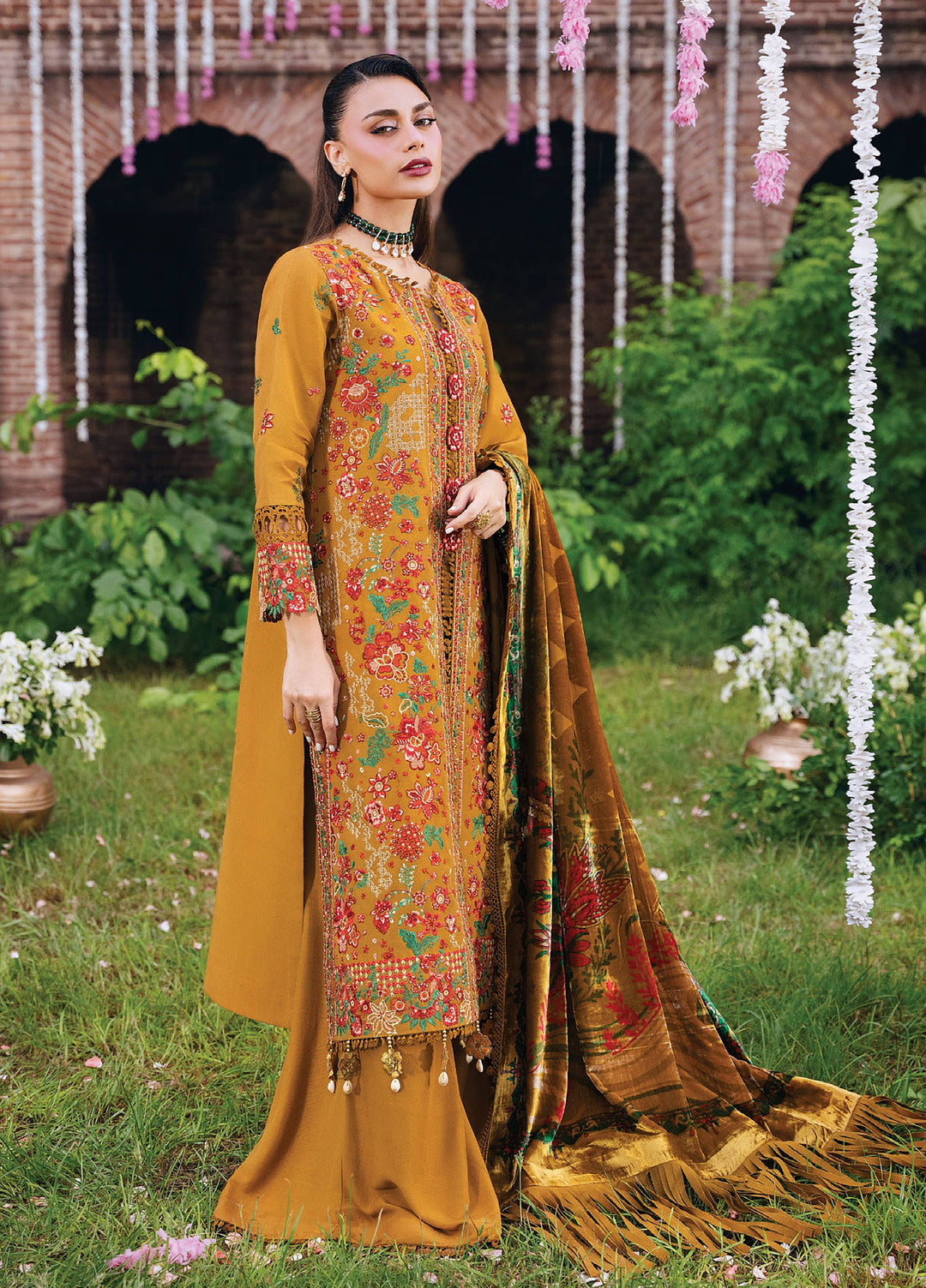 Amelia by Mahnur Unstitched Embroidered Corduroy 3 Piece Suit MN26ULW AM-09 - Winter Collection