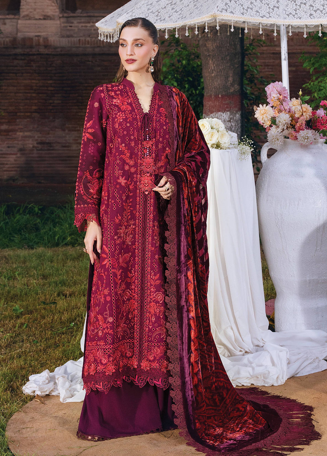 Amelia by Mahnur Unstitched Embroidered Corduroy 3 Piece Suit MN26ULW AM-06 - Winter Collection
