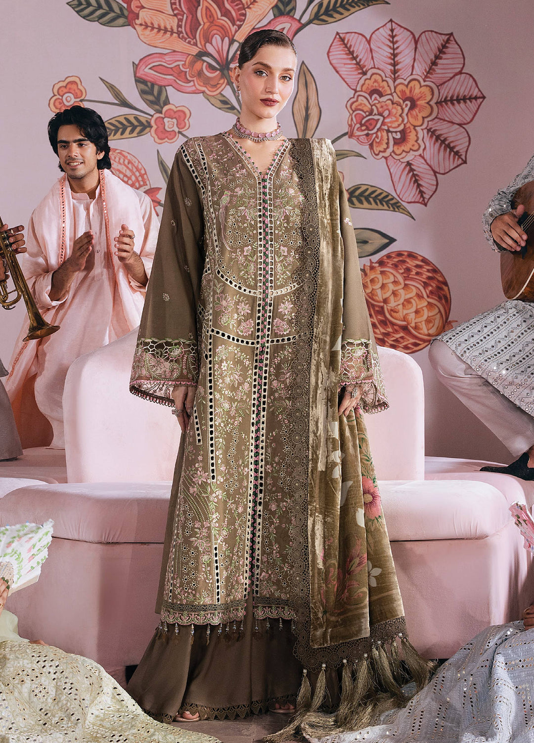 Amelia by Mahnur Unstitched Embroidered Corduroy 3 Piece Suit MN26ULW AM-08 - Winter Collection