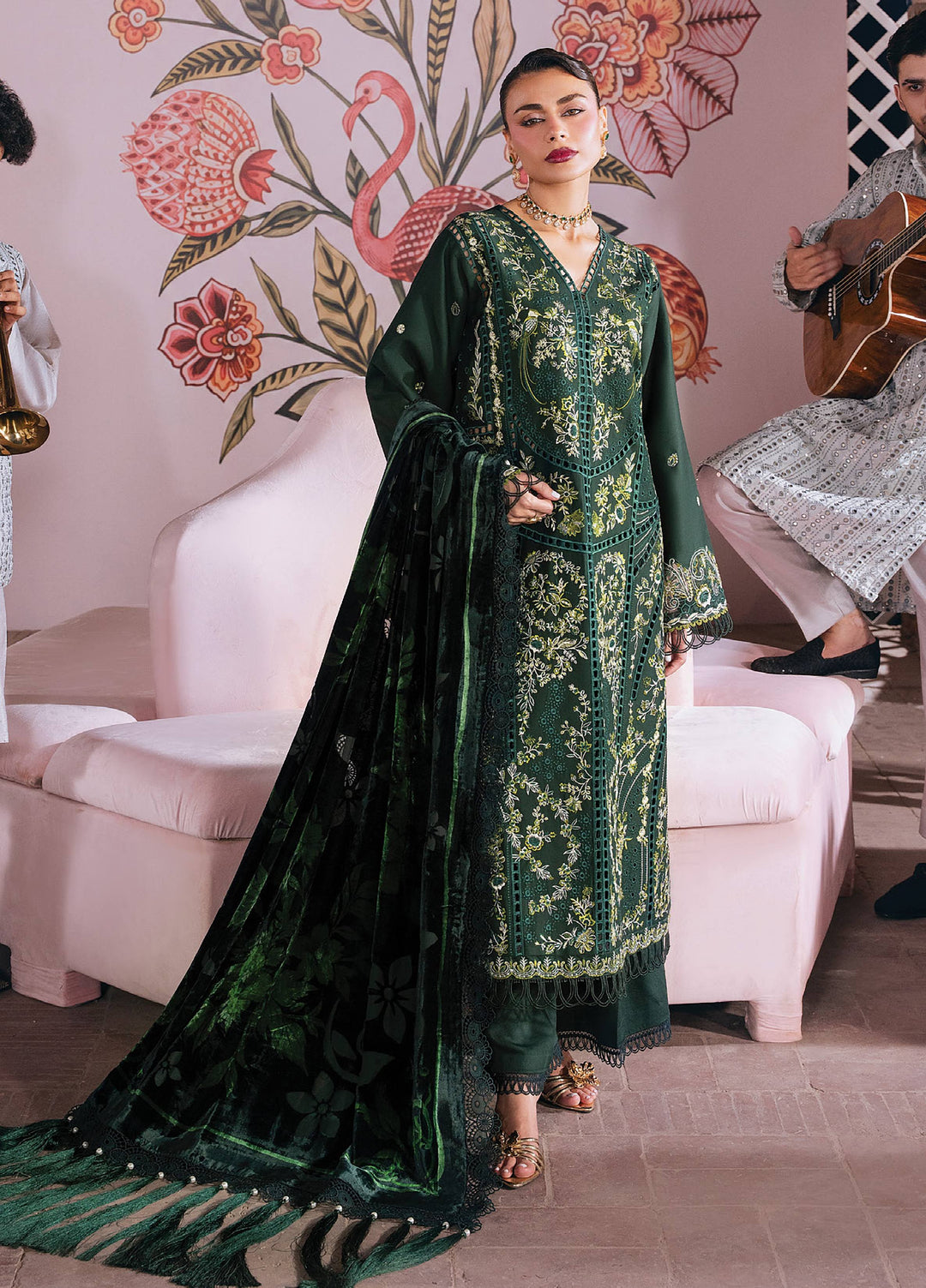 Amelia by Mahnur Unstitched Embroidered Corduroy 3 Piece Suit MN26ULW AM-04 - Winter Collection