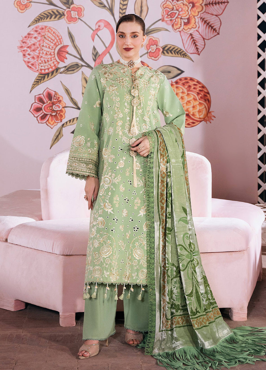 Amelia by Mahnur Unstitched Embroidered Corduroy 3 Piece Suit MN26ULW AM-11 - Winter Collection