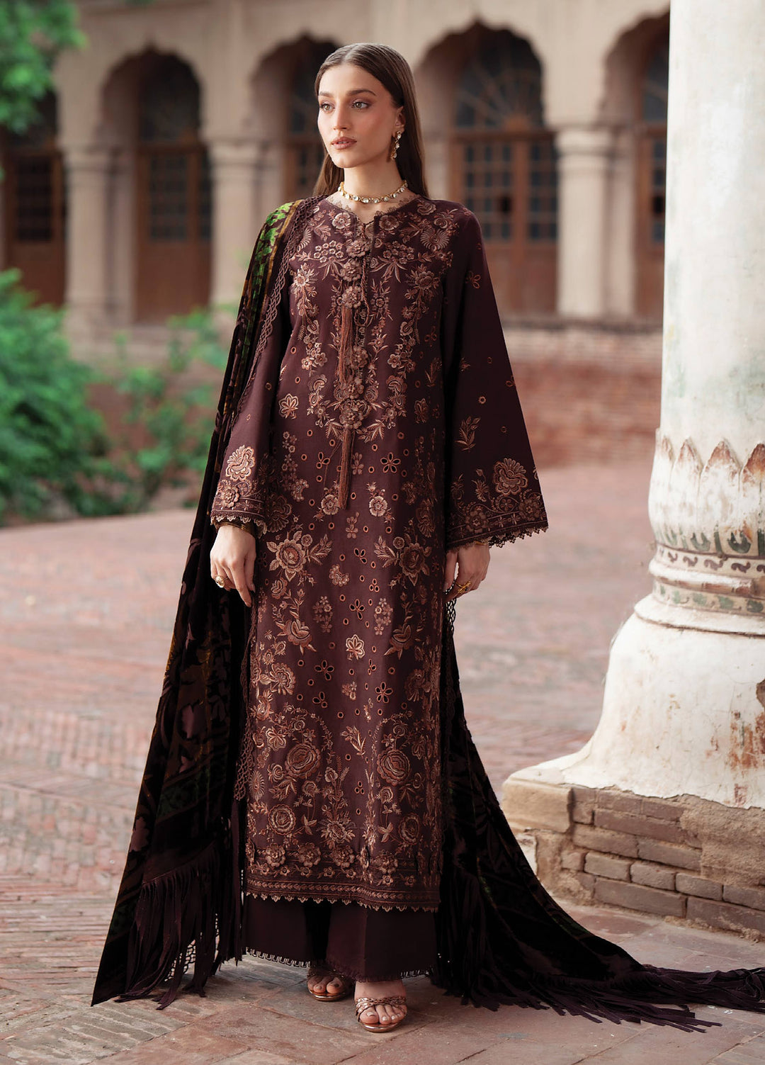 Amelia by Mahnur Unstitched Embroidered Corduroy 3 Piece Suit MN26ULW AM-07 - Winter Collection