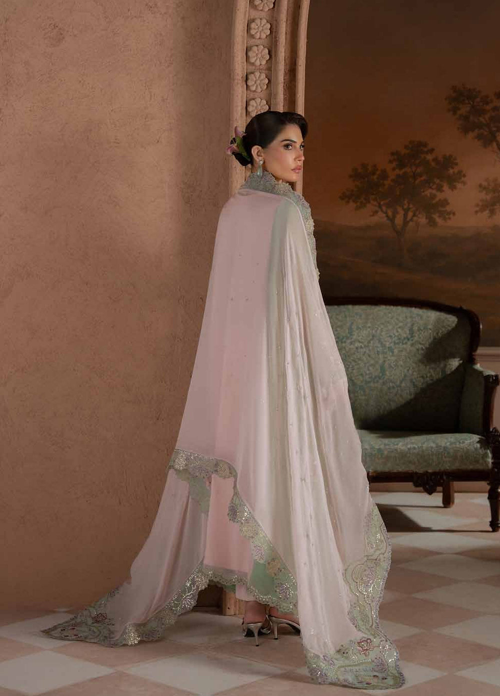 Amaya by Nureh Unstitched Embroidered Chiffon 4 Piece Suit NU26UAC AM-43 - Festive Collection