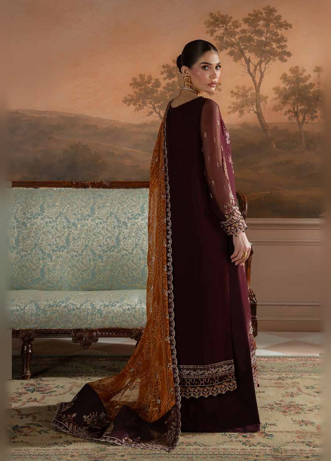 Amaya by Nureh Unstitched Embroidered Chiffon 4 Piece Suit NU26UAC AM-47 - Festive Collection