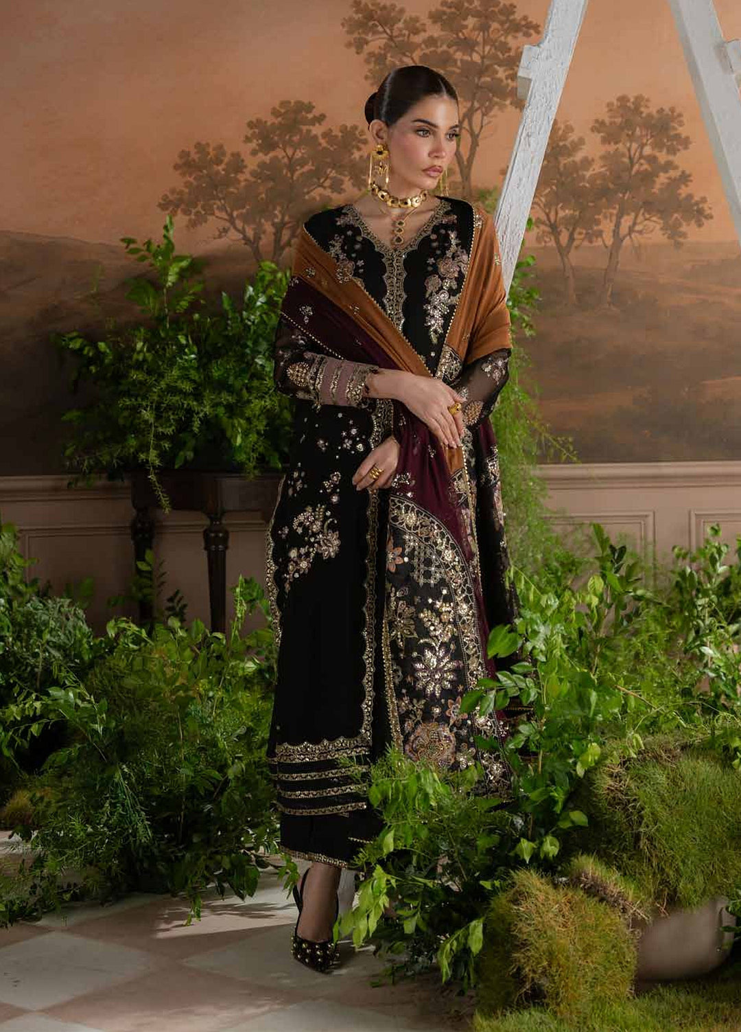Amaya by Nureh Unstitched Embroidered Chiffon 4 Piece Suit NU26UAC AM-48 - Festive Collection