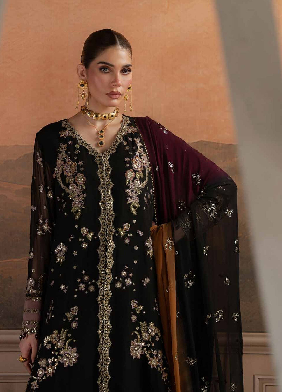 Amaya by Nureh Unstitched Embroidered Chiffon 4 Piece Suit NU26UAC AM-48 - Festive Collection