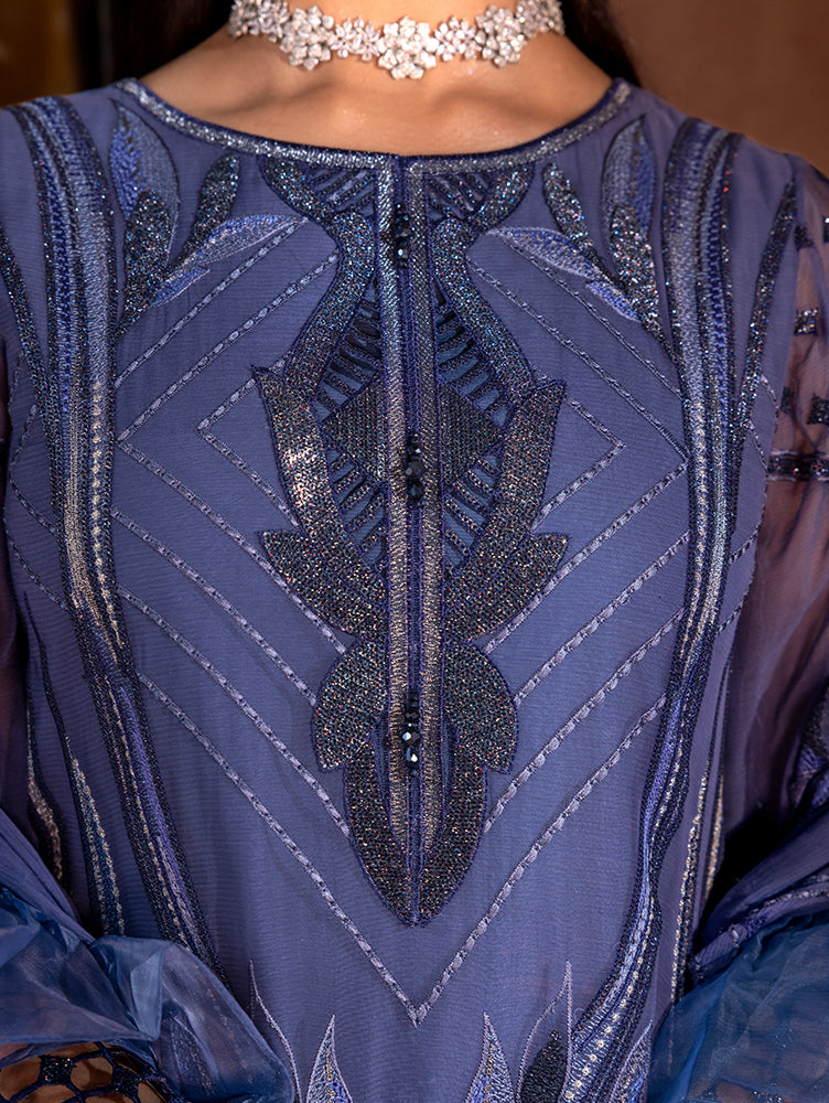 Zebtan Women Unstitched Embroidered Chiffon 3 Piece Suit AR-06 V2 Festive Collection