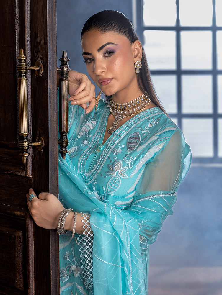 Zebtan Women Unstitched Embroidered Chiffon 3 Piece Suit AR-05 V2 Festive Collection