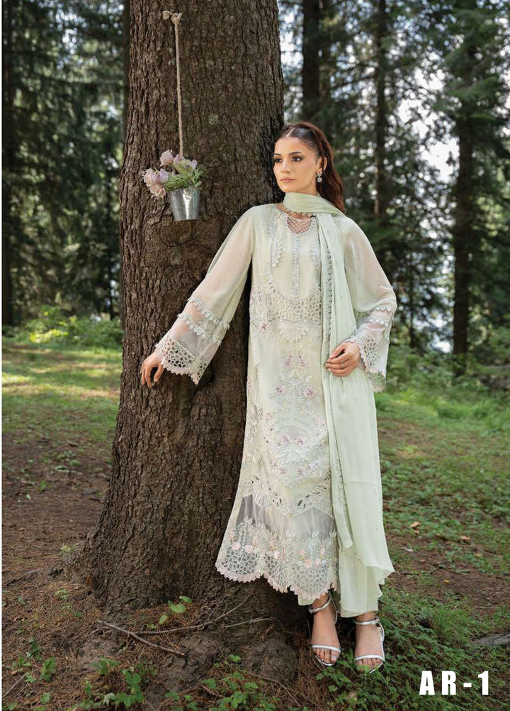 Aura by Zebtan Unstitched Embroidered Chiffon 3 Piece Suit ZB26UAC AR-1 - Festive Collection
