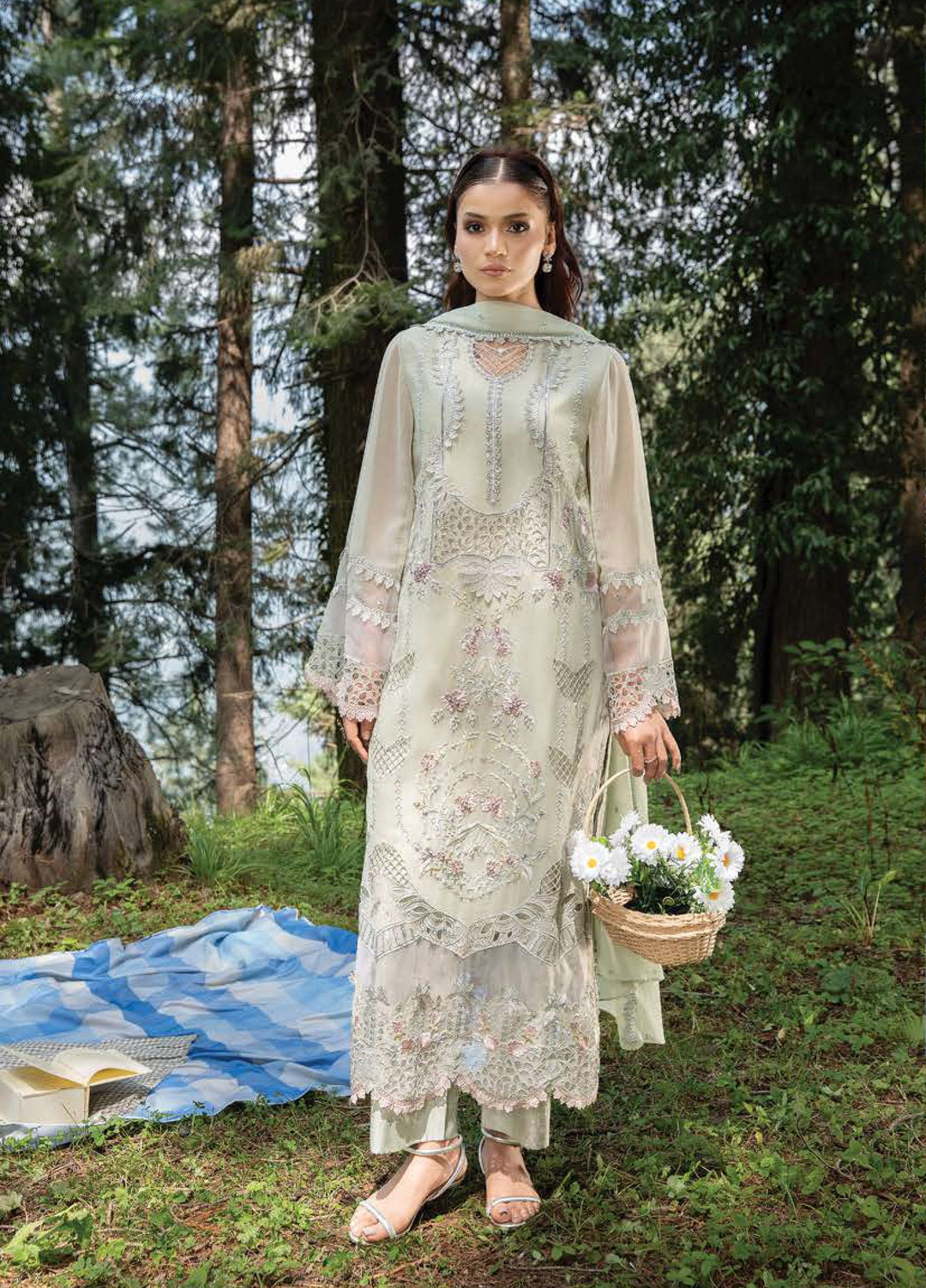 Aura by Zebtan Unstitched Embroidered Chiffon 3 Piece Suit ZB26UAC AR-1 - Festive Collection