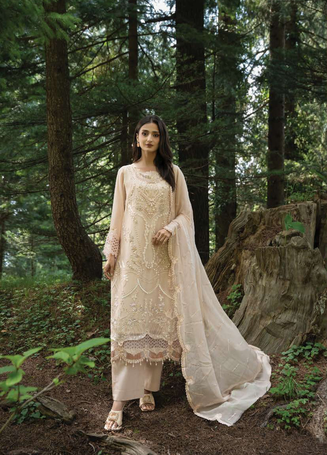 Aura by Zebtan Unstitched Embroidered Chiffon 3 Piece Suit ZB26UAC AR-2 - Festive Collection