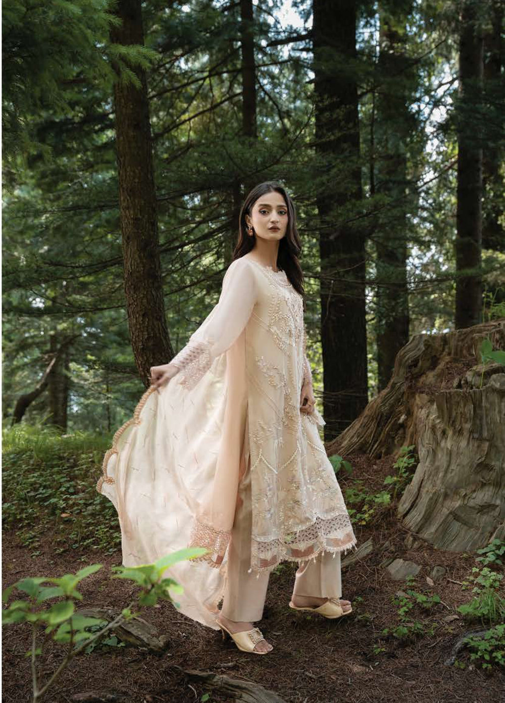 Aura by Zebtan Unstitched Embroidered Chiffon 3 Piece Suit ZB26UAC AR-2 - Festive Collection