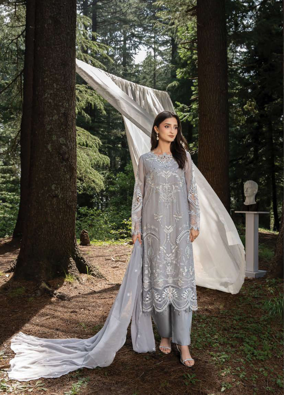 Aura by Zebtan Unstitched Embroidered Chiffon 3 Piece Suit ZB26UAC AR-3 - Festive Collection