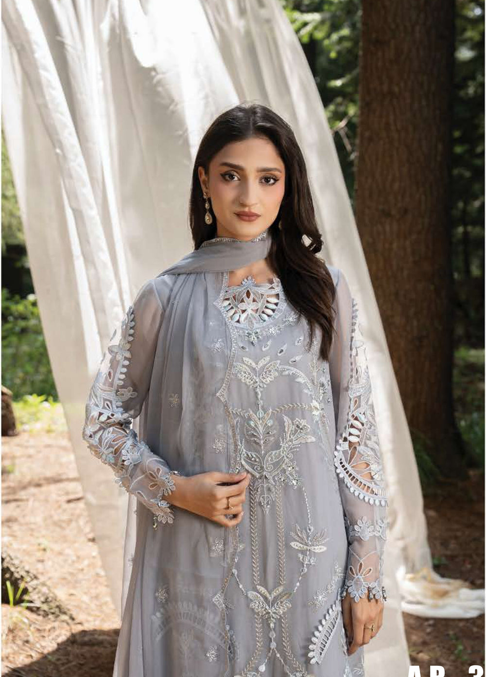 Aura by Zebtan Unstitched Embroidered Chiffon 3 Piece Suit ZB26UAC AR-3 - Festive Collection