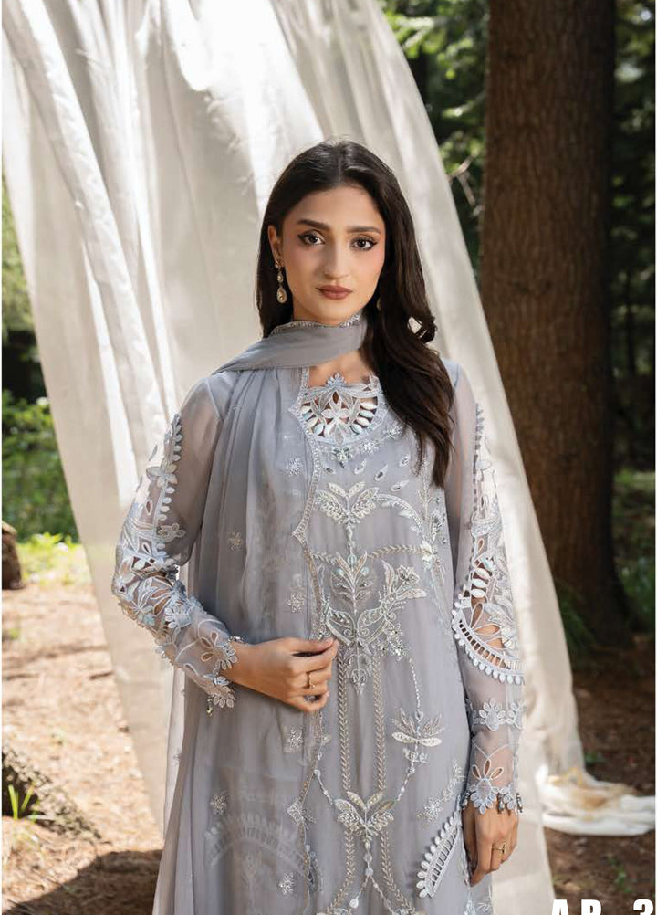 Aura by Zebtan Unstitched Embroidered Chiffon 3 Piece Suit ZB26UAC AR-3 - Festive Collection