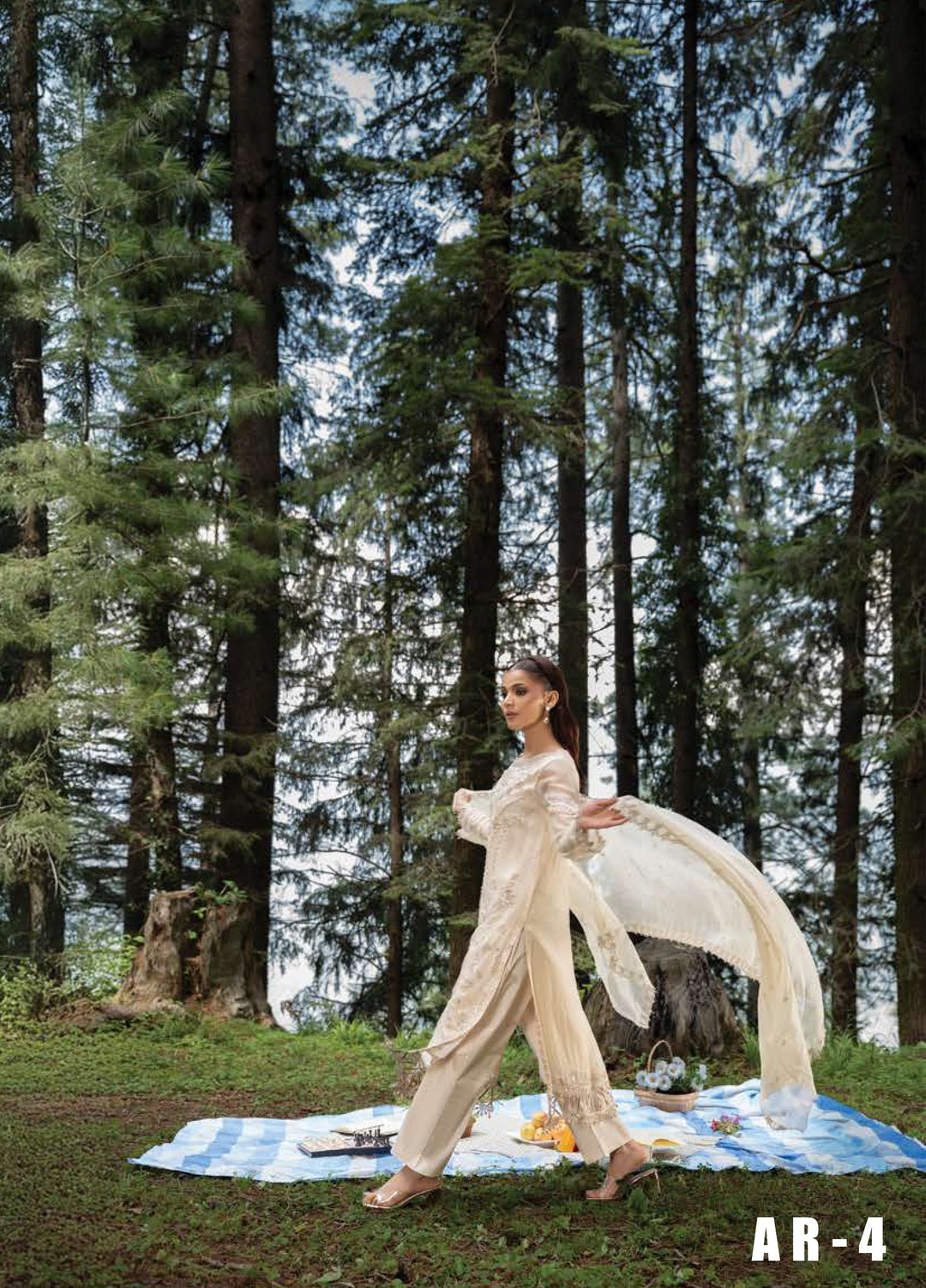 Aura by Zebtan Unstitched Embroidered Chiffon 3 Piece Suit ZB26UAC AR-4 - Festive Collection
