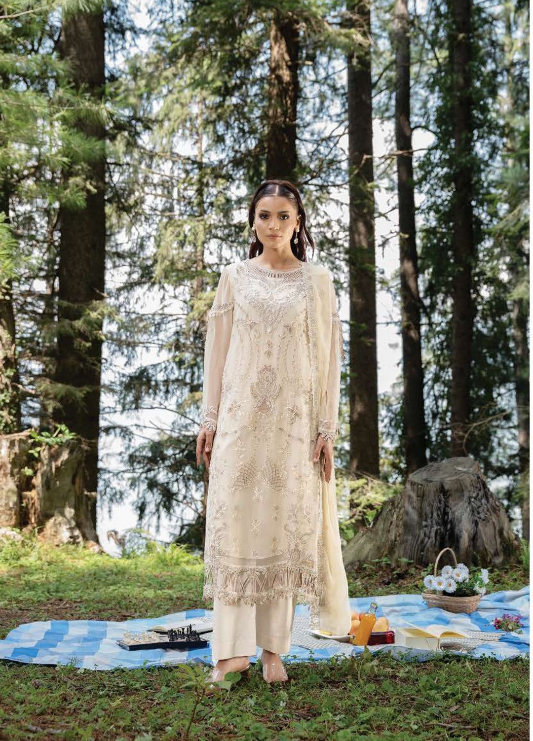 Aura by Zebtan Unstitched Embroidered Chiffon 3 Piece Suit ZB26UAC AR-4 - Festive Collection