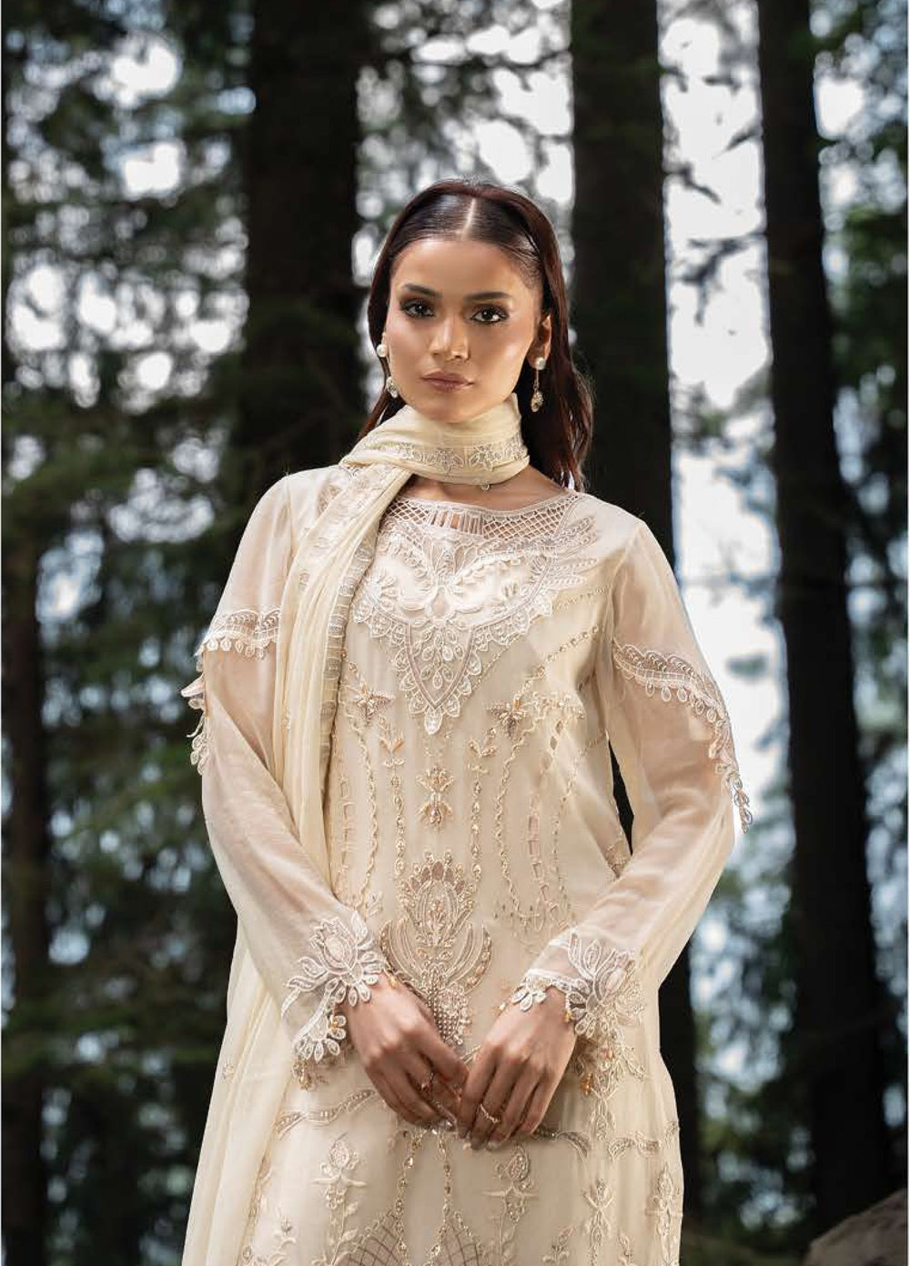 Aura by Zebtan Unstitched Embroidered Chiffon 3 Piece Suit ZB26UAC AR-4 - Festive Collection