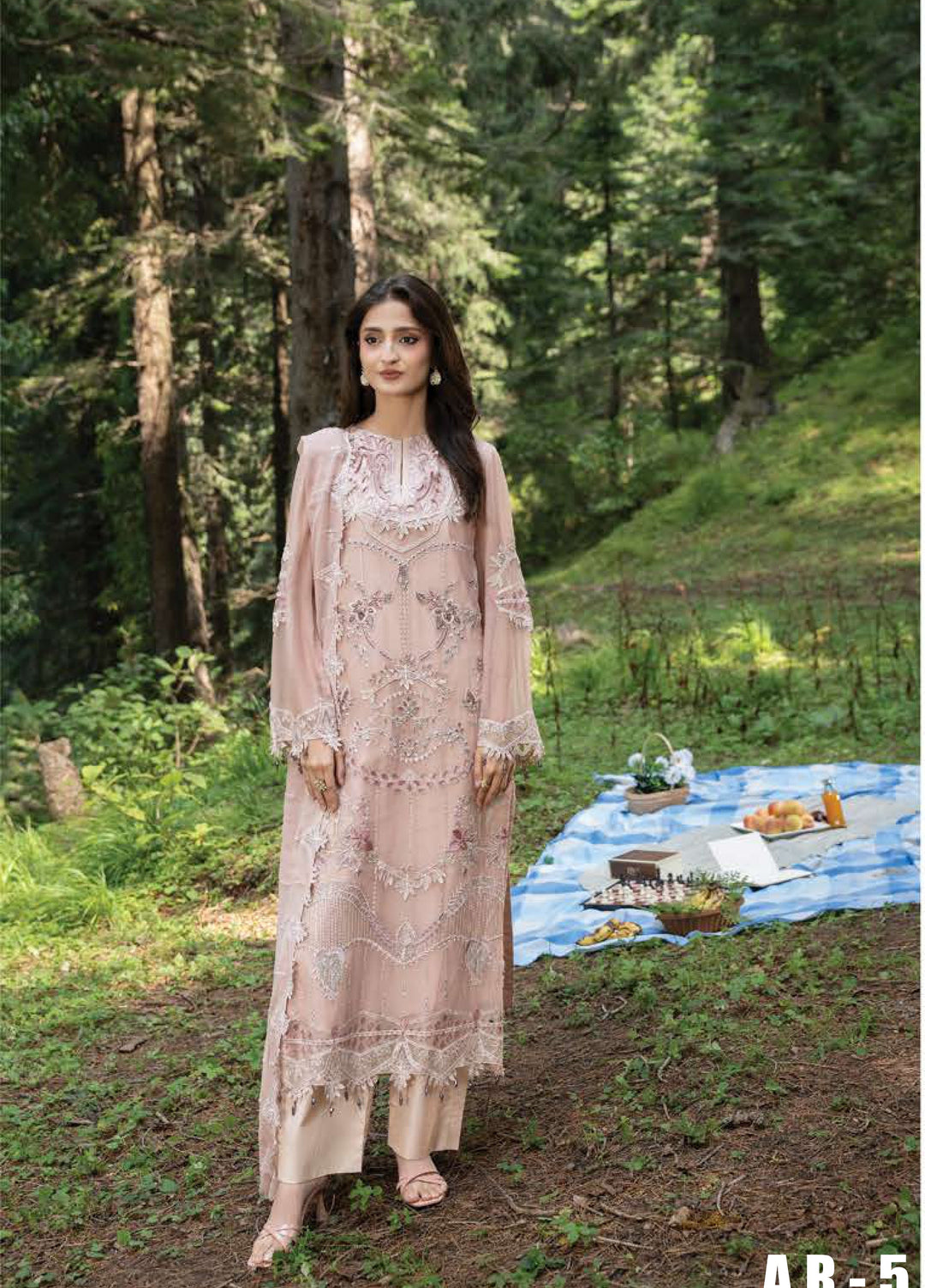 Aura by Zebtan Unstitched Embroidered Chiffon 3 Piece Suit ZB26UAC AR-5 - Festive Collection