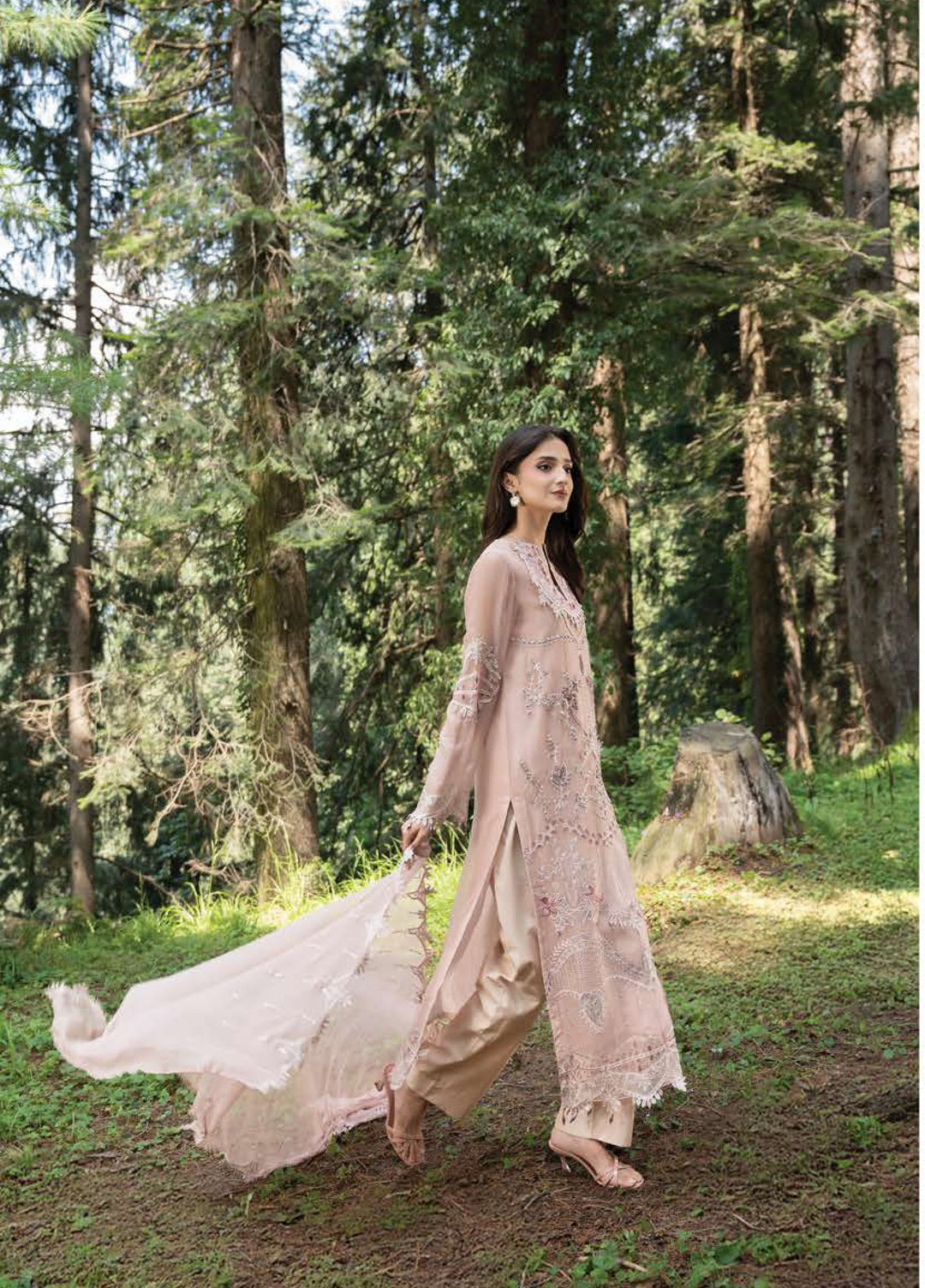 Aura by Zebtan Unstitched Embroidered Chiffon 3 Piece Suit ZB26UAC AR-5 - Festive Collection