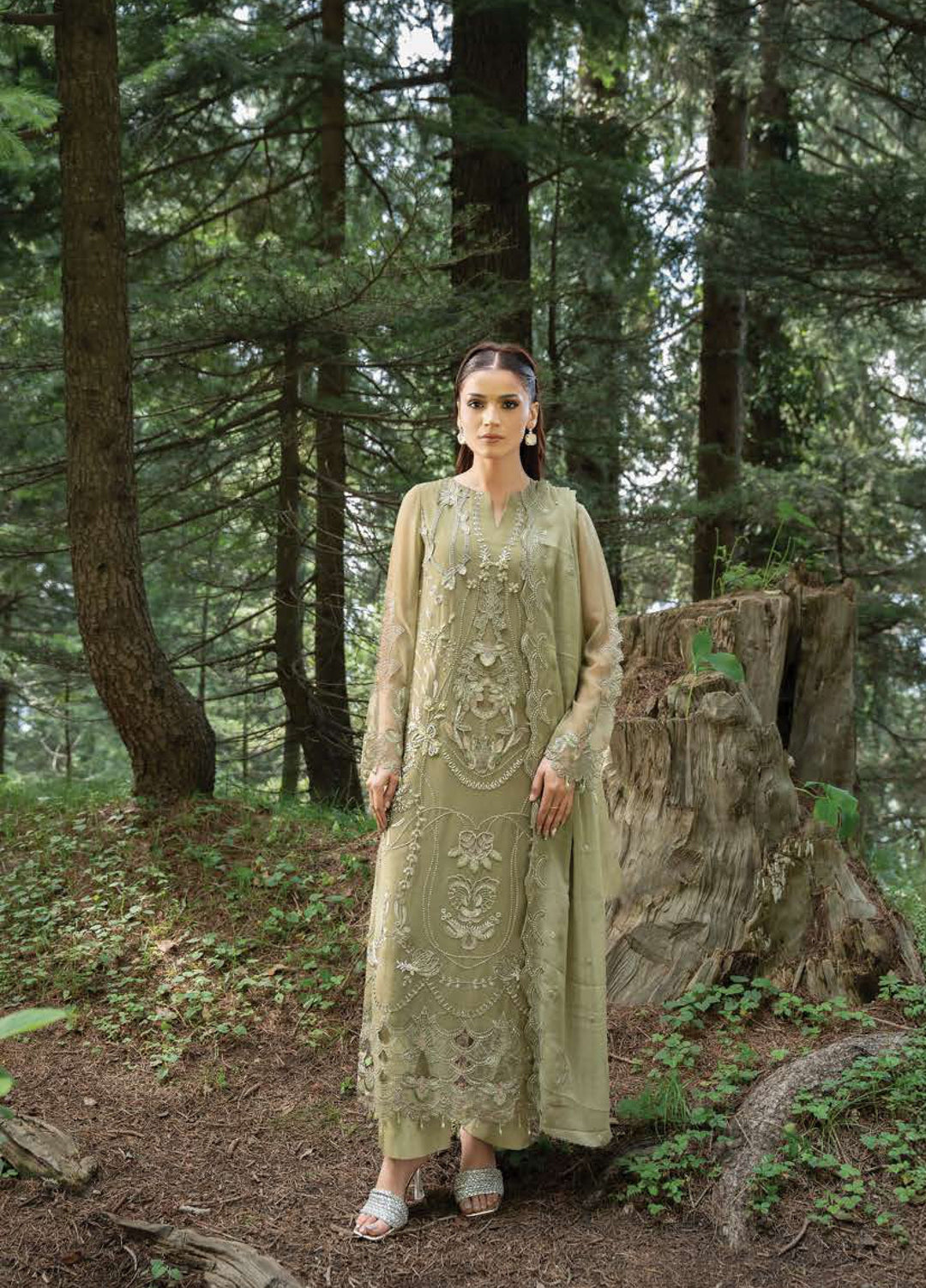 Aura by Zebtan Unstitched Embroidered Chiffon 3 Piece Suit ZB26UAC AR-6 - Festive Collection