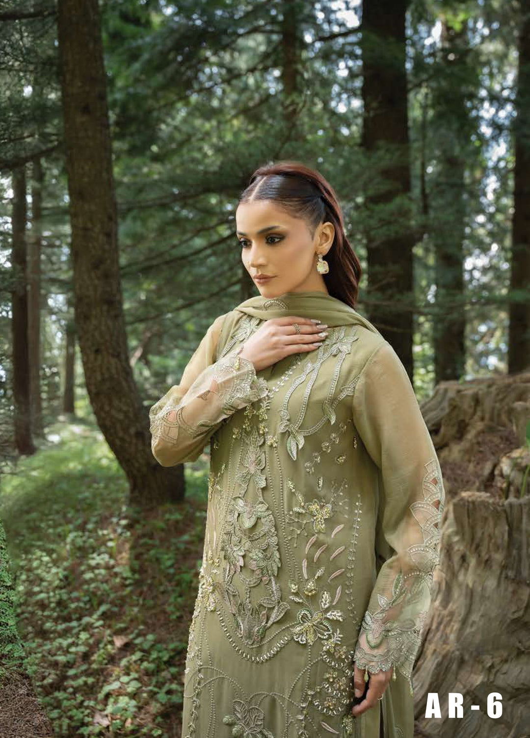 Aura by Zebtan Unstitched Embroidered Chiffon 3 Piece Suit ZB26UAC AR-6 - Festive Collection