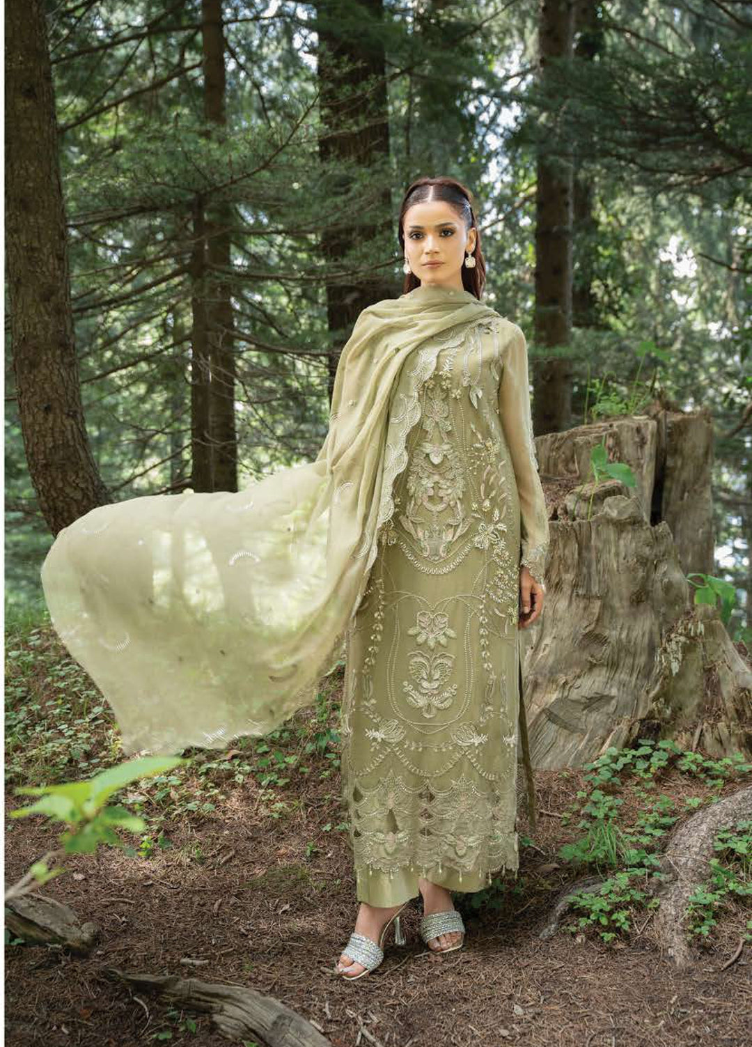 Aura by Zebtan Unstitched Embroidered Chiffon 3 Piece Suit ZB26UAC AR-6 - Festive Collection