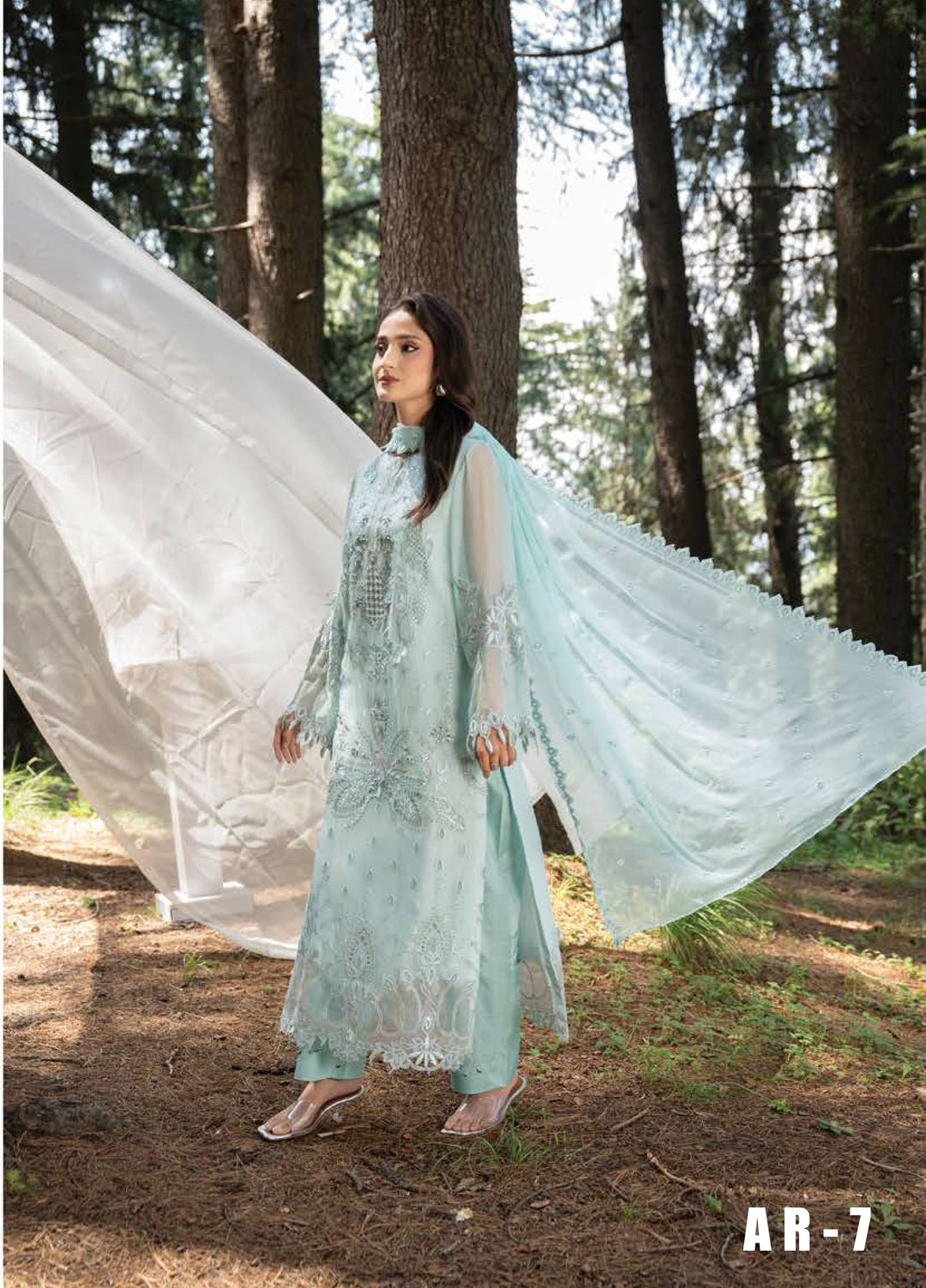 Aura by Zebtan Unstitched Embroidered Chiffon 3 Piece Suit ZB26UAC AR-7 - Festive Collection