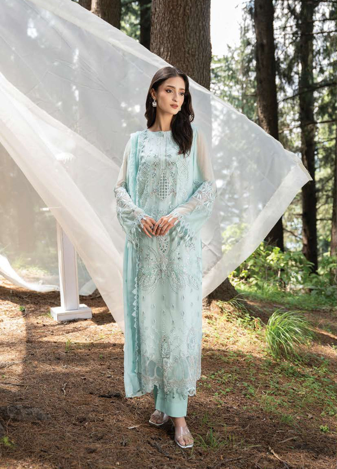 Aura by Zebtan Unstitched Embroidered Chiffon 3 Piece Suit ZB26UAC AR-7 - Festive Collection