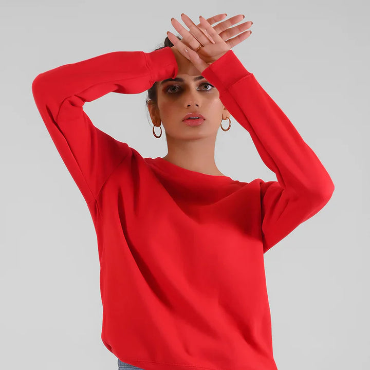 Dhaga Women Western Solids T- Shirt jersy Smart Fit Red DSS10006 - Summer Collection