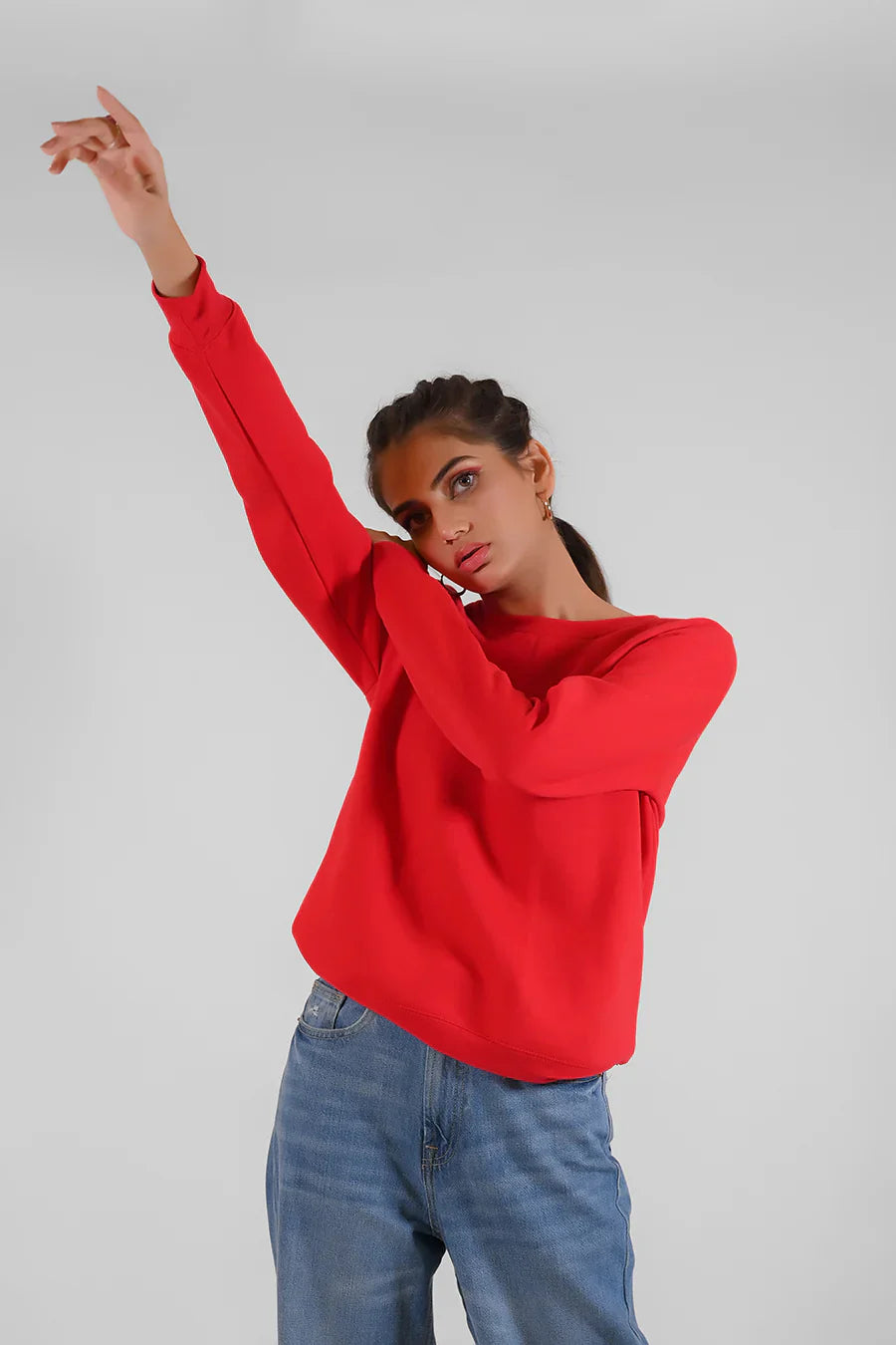 Dhaga Women Western Solids T- Shirt jersy Smart Fit Red DSS10006 - Summer Collection