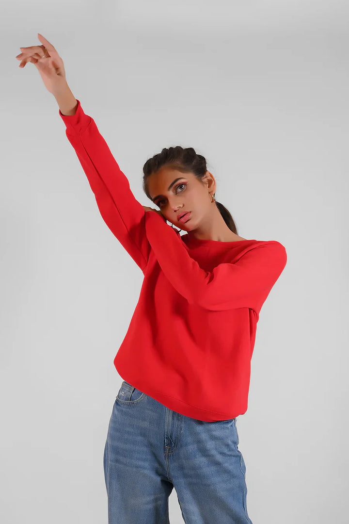 Dhaga Women Western Solids T- Shirt jersy Smart Fit Red DSS10006 - Summer Collection