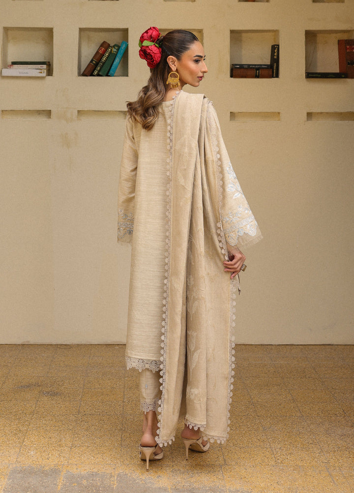 Sahar Embroidered Khaddar Suits Unstitched 3 Piece AW2-25-01 Opal White - Winter Collection