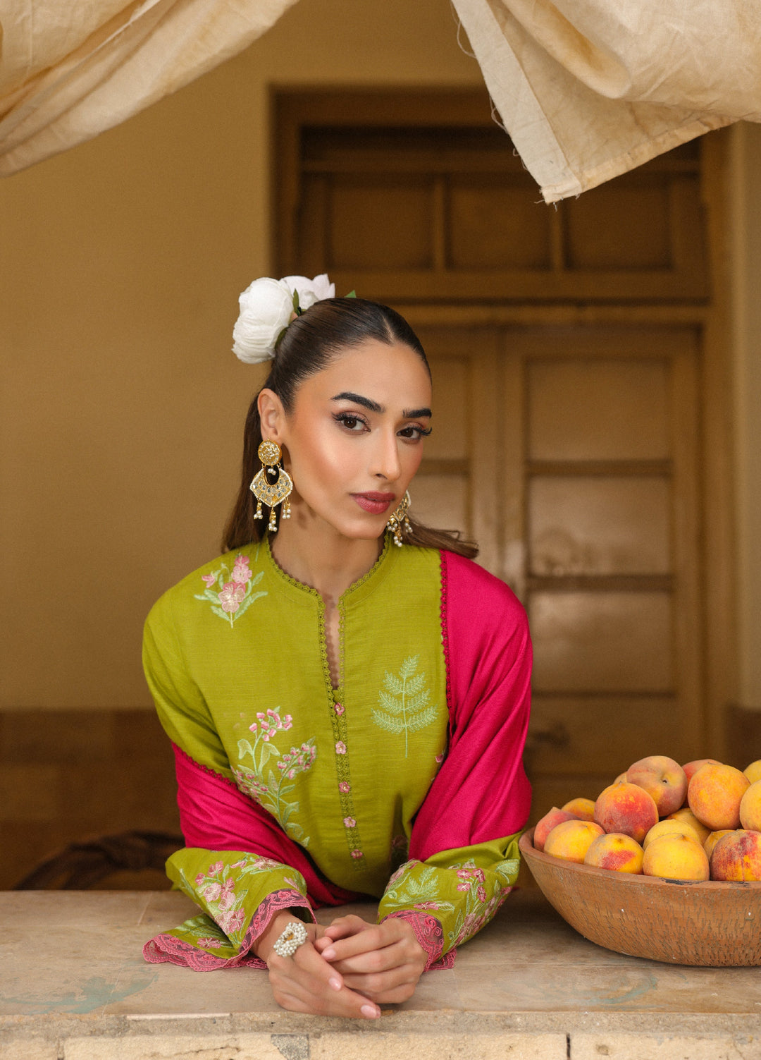 Sahar Embroidered Khaddar Suits Unstitched 3 Piece AW2-25-04 Fuchsia Sage - Winter Collection