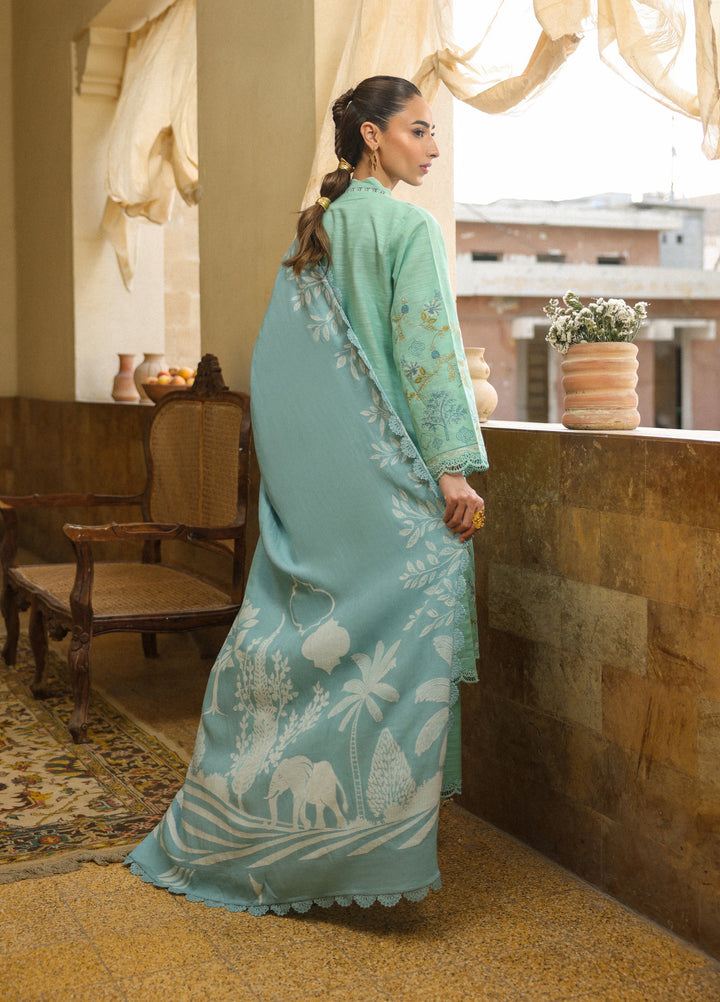 Sahar Embroidered Khaddar Suits Unstitched 3 Piece AW2-25-06 Ocean Opal - Winter Collection