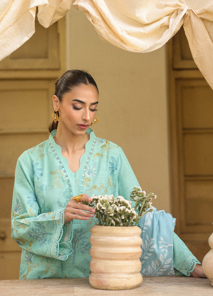 Sahar Embroidered Khaddar Suits Unstitched 3 Piece AW2-25-06 Ocean Opal - Winter Collection