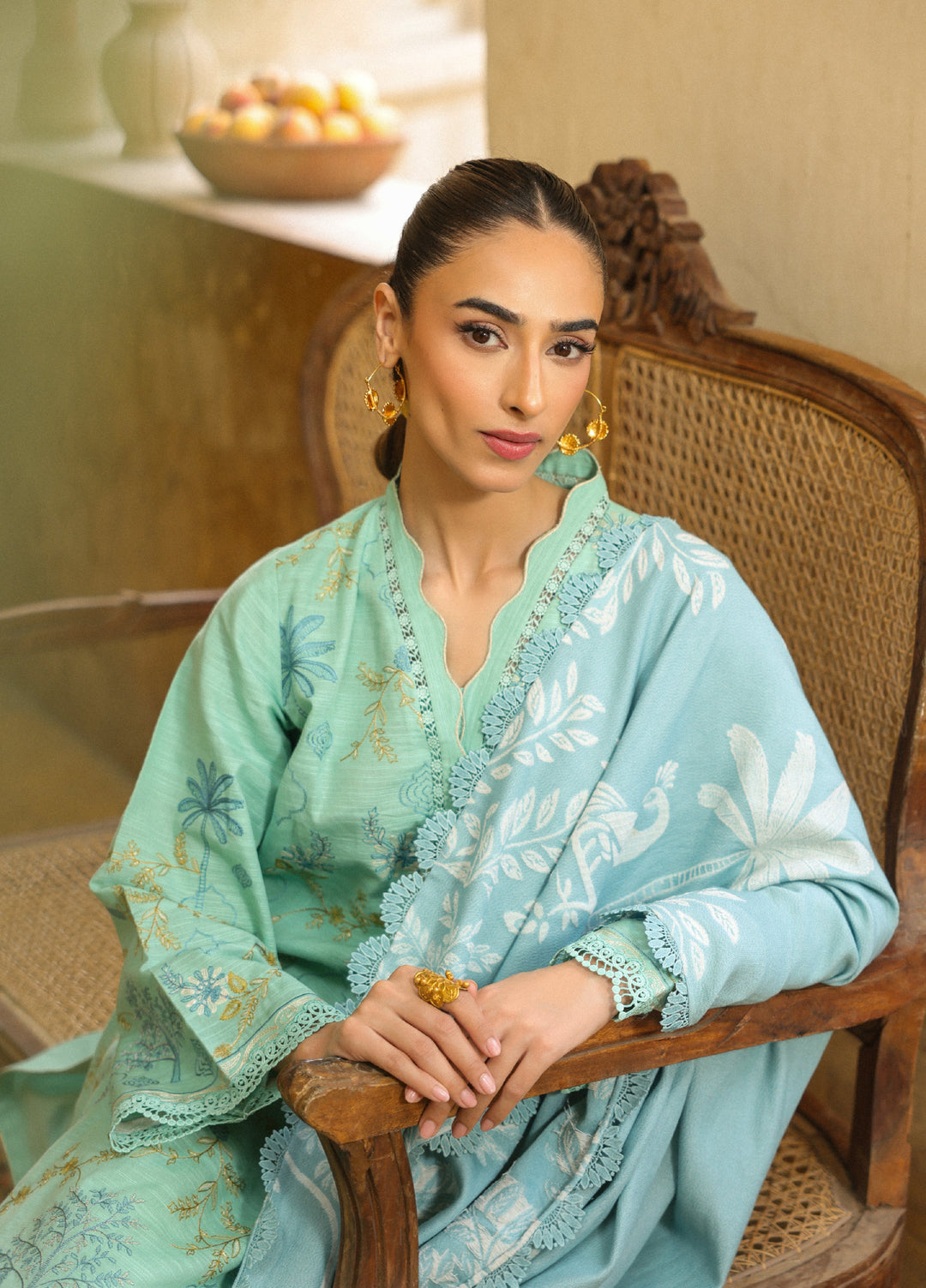 Sahar Embroidered Khaddar Suits Unstitched 3 Piece AW2-25-06 Ocean Opal - Winter Collection