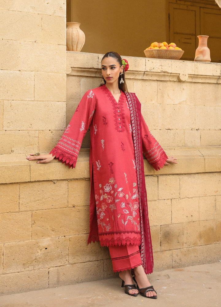 Sahar Embroidered Khaddar Suits Unstitched 3 Piece AW2-25-07 Vermilion  Glow - Winter Collection