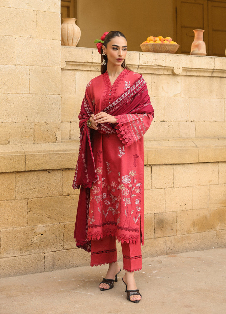 Sahar Embroidered Khaddar Suits Unstitched 3 Piece AW2-25-07 Vermilion  Glow - Winter Collection